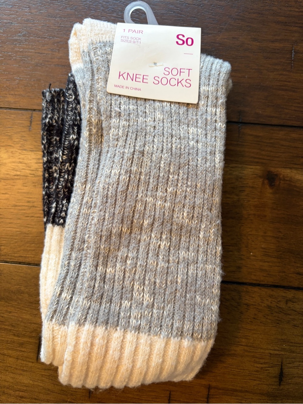 SO Soft Knee Socks - Gray & Cream